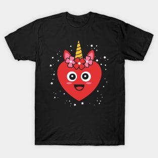 Hearticorn Heart Unicorn Emoji Valentines Day Gift Girls T-Shirt